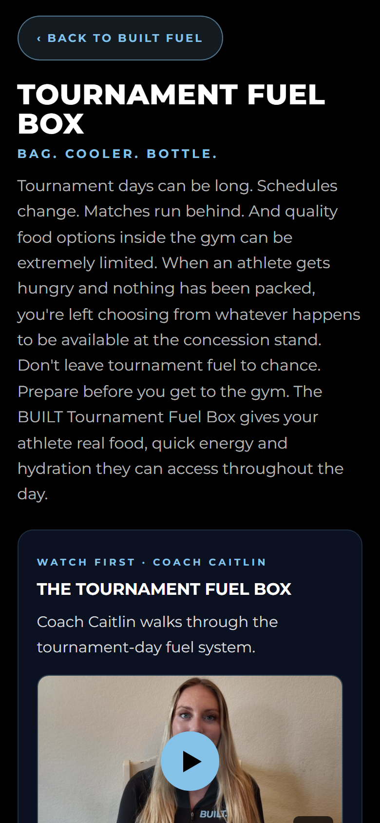Tournament Fuel Box packing system